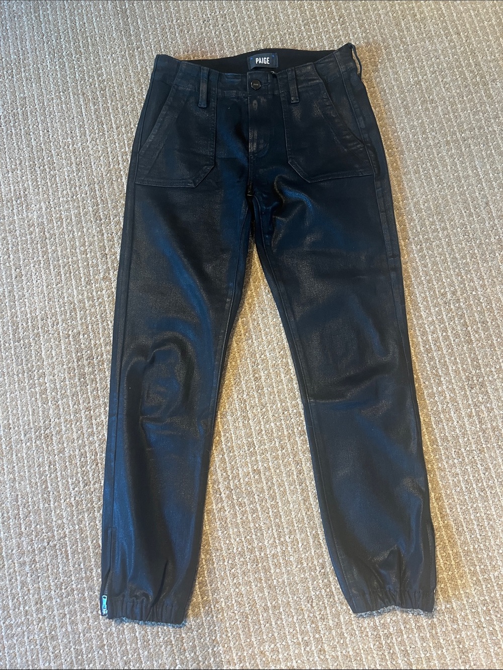 PAIGE Mayslie Jogger Black Wax Coated Jeans